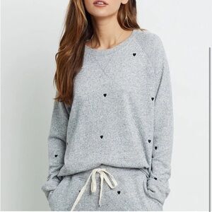 Rails Callahan Sweatshirt in Melange Grey with Hearts XS